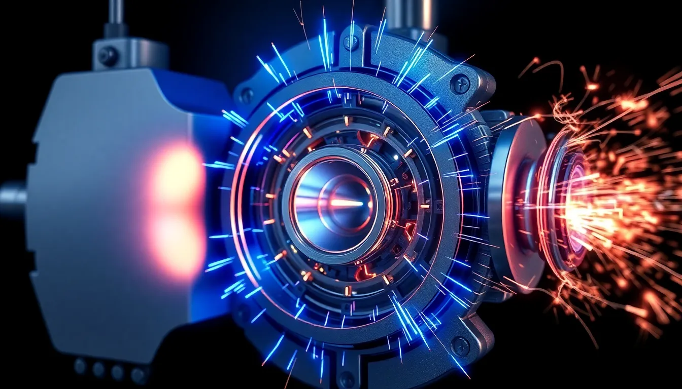 Abstract 3D visualization of mechanical precision and glowing metallic core
