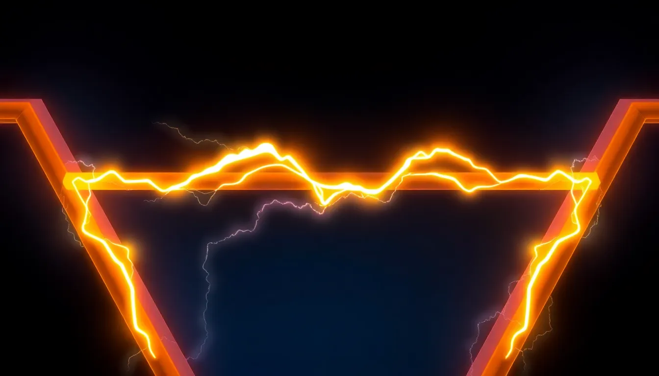 Abstract 3D visualization of high-voltage energy flow and intense electrical arcs