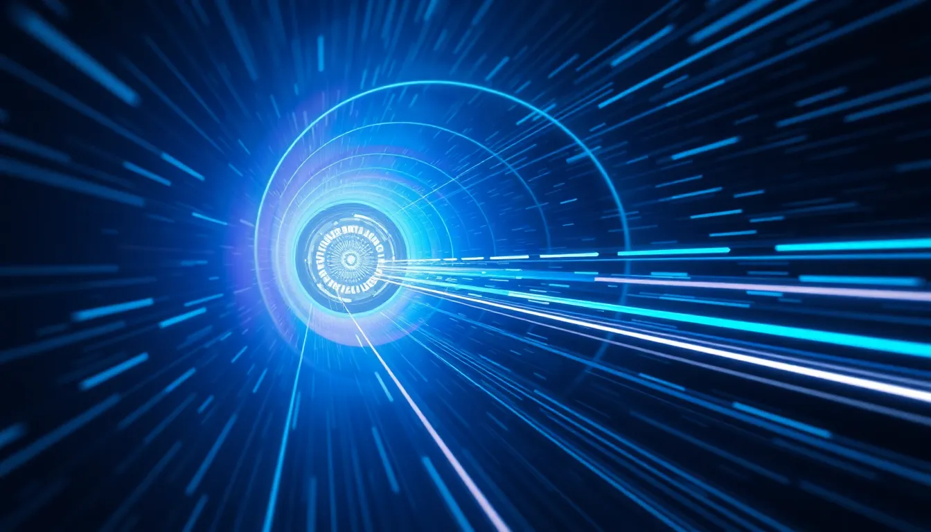 Abstract 3D visualization of extreme speed and efficient data acceleration