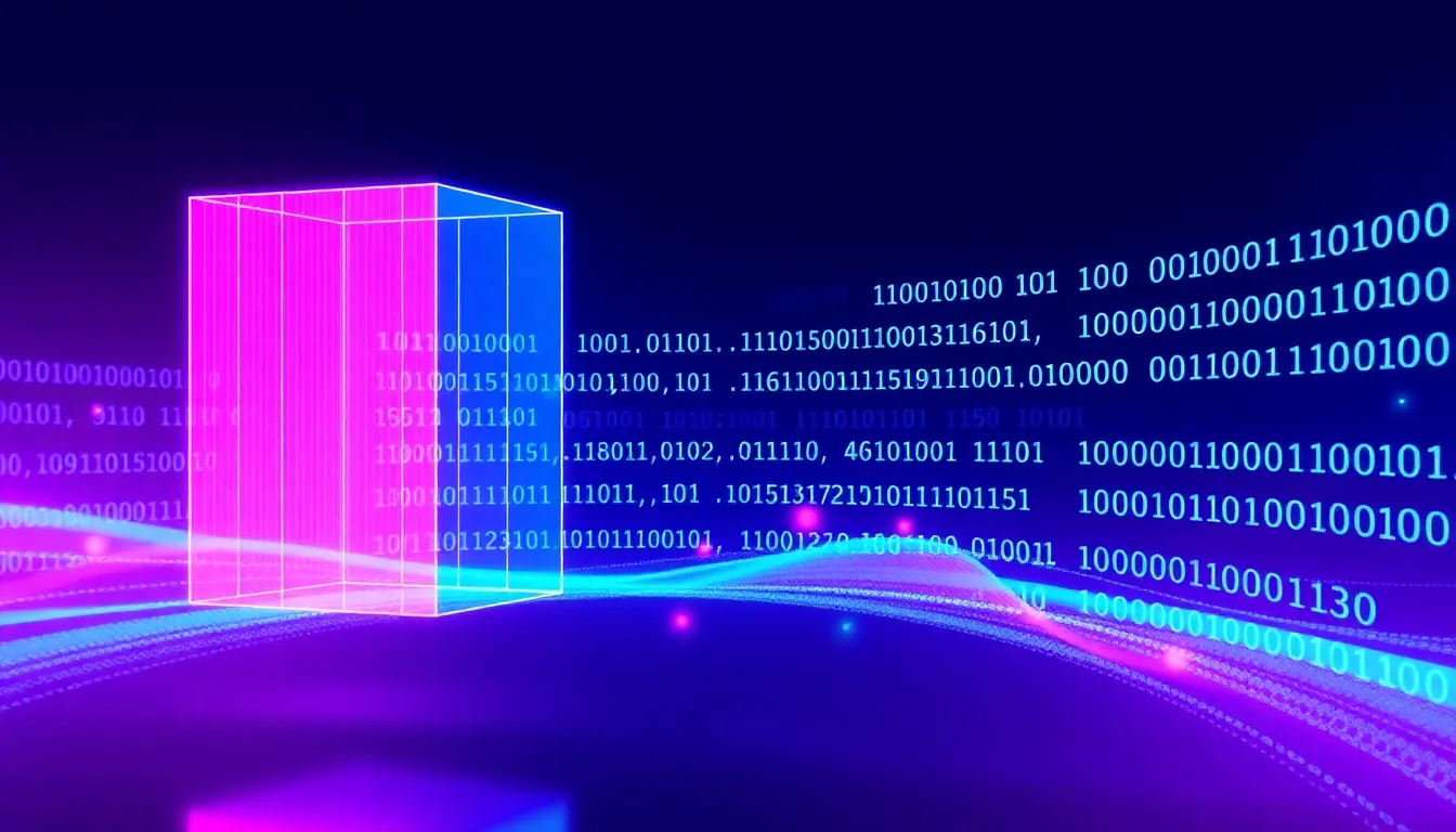 Abstract 3D visualization of design wireframes converting to code