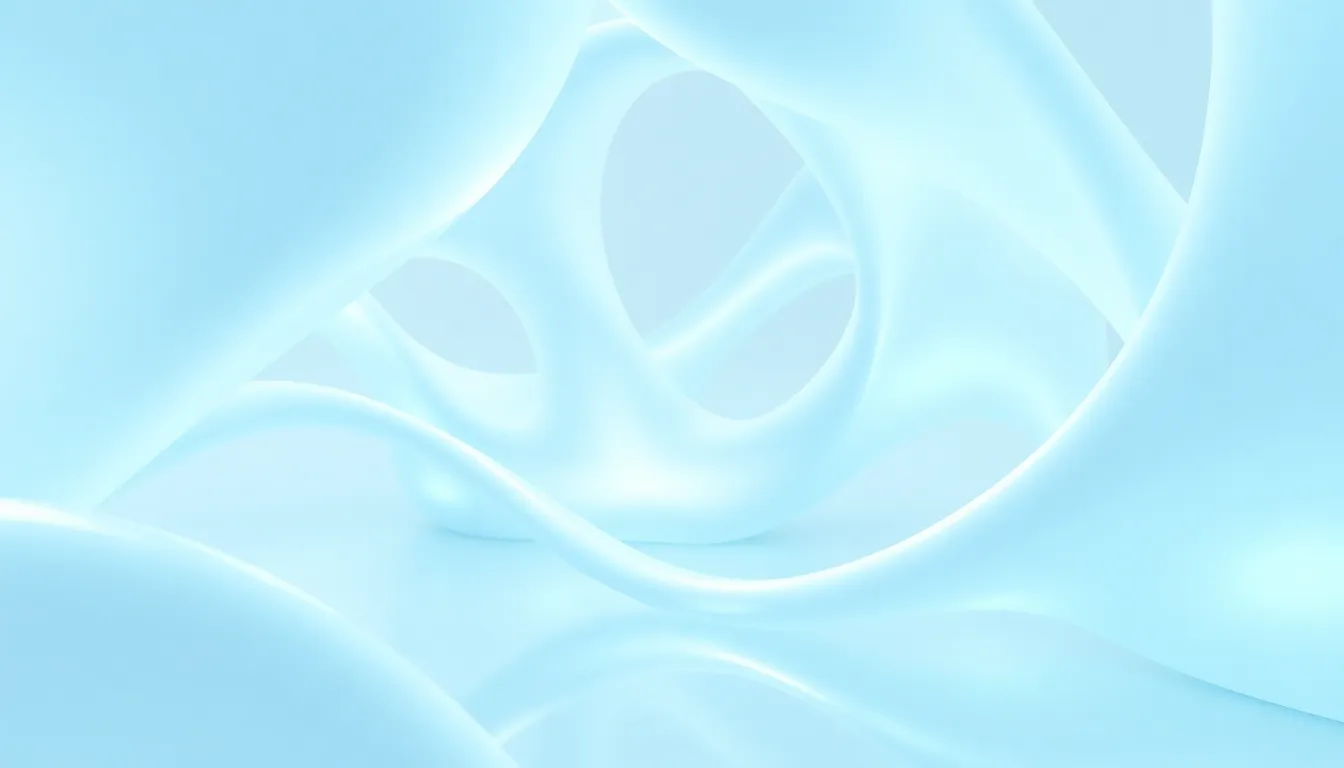 Abstract 3D visualization of pristine clinical perfection with glowing white and light cyan organic shapes