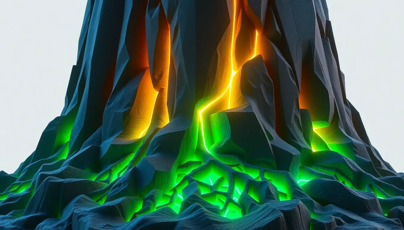 Abstract 3D visualization of solid architectural roots and SEO foundations