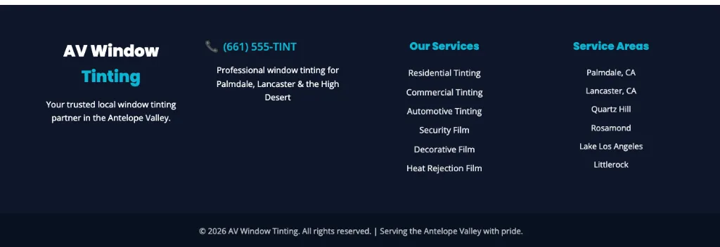 Footer & Service Areas